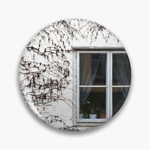Item preview, wall with old wooden window and creeper plant designed and sold by goceris.