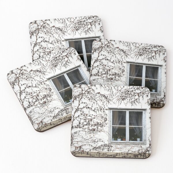 Item preview, wall with old wooden window and creeper plant designed and sold by goceris.