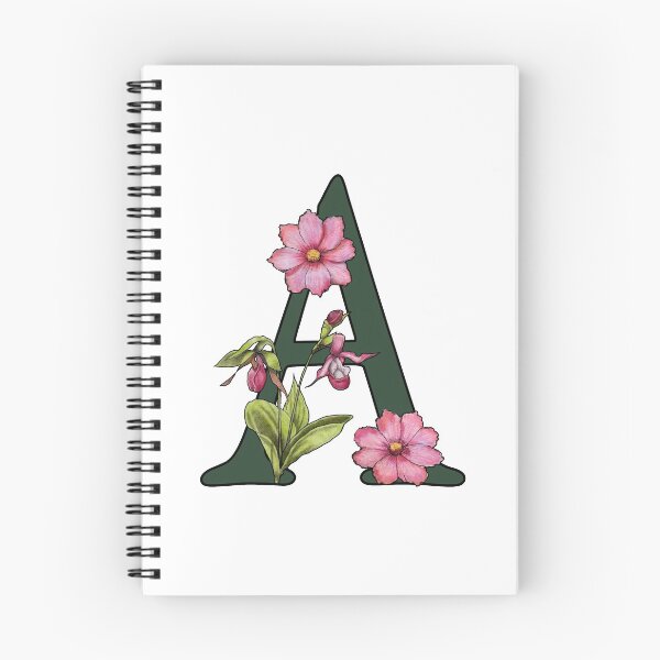 Item preview, Letter A, Initial, Monogram, Alphabet Letter, Flowers, Ladyslipper, Cosmos, Pink designed and sold by JoyfulWhimsy.