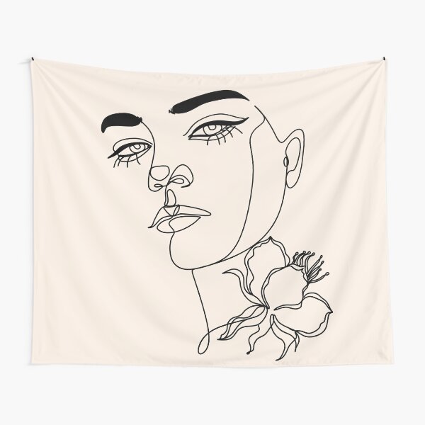 Floral Line print | Minimalist line art Tapestry