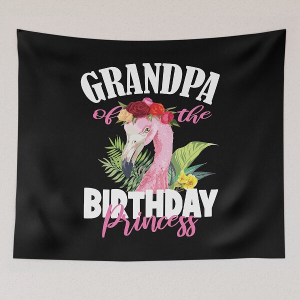 Item preview, Grandpa Of The Birthday Princess Floral Flamingo Girls Party print designed and sold by Grabitees.