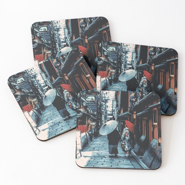 Item preview, Friendly Umbrella Stroll Down a Cobblestone Urban Asian Alley designed and sold by animejones.
