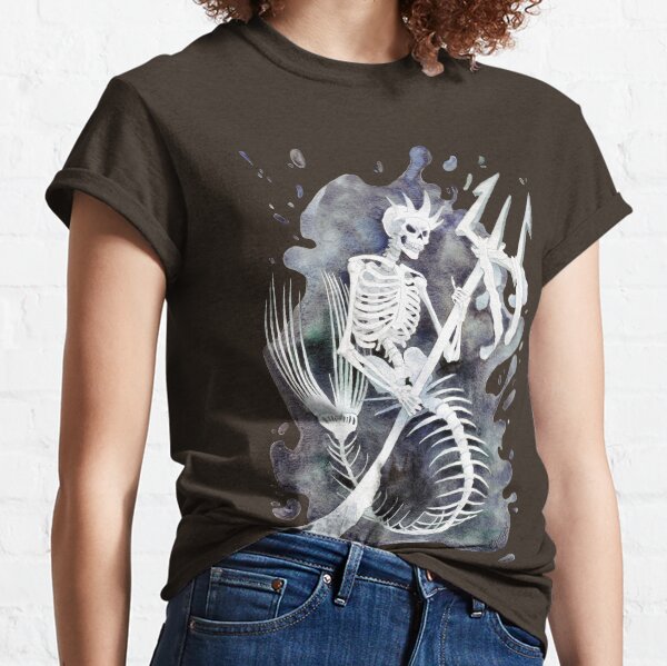 Womens Top Aesthetic Gothic Graphic Mermaid Fossil Skull Print Crewneck T-Shirt Womens Top Aesthetic Gothic Graphic Mermaid Fossil Skull Print Crewneck T-Shirt