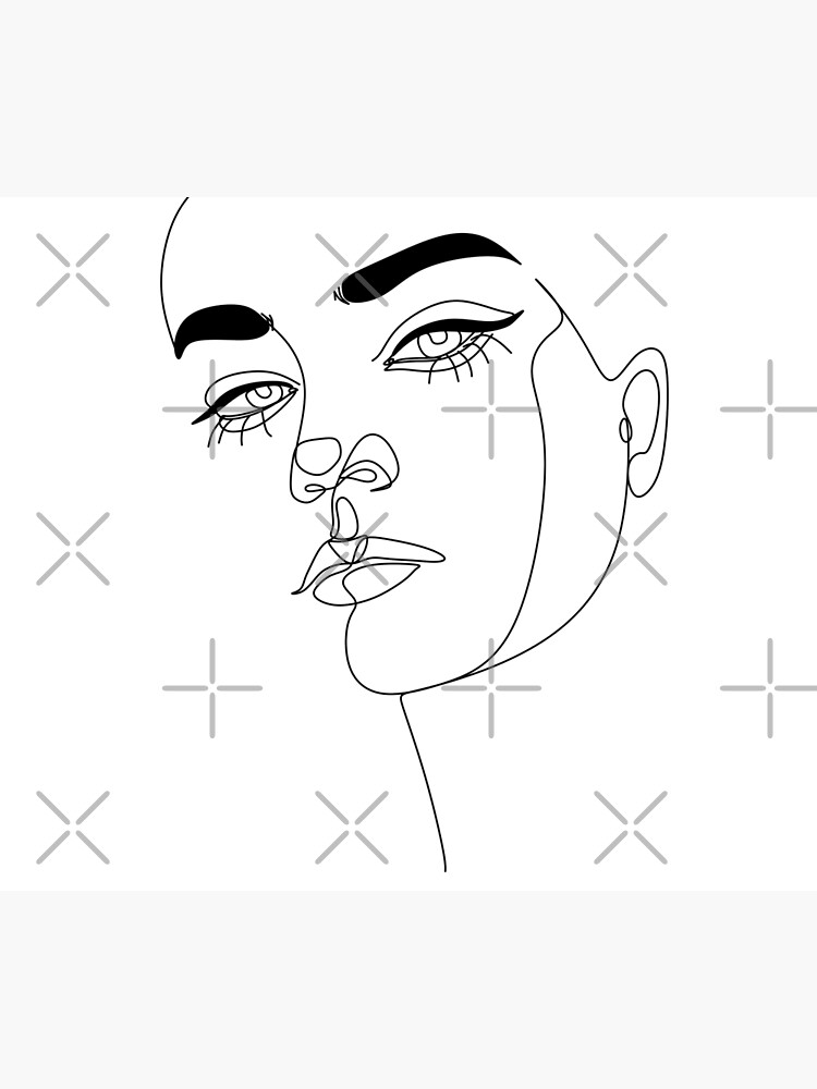 "Abstact line art face. Line drawing woman face. Single Line Face Art