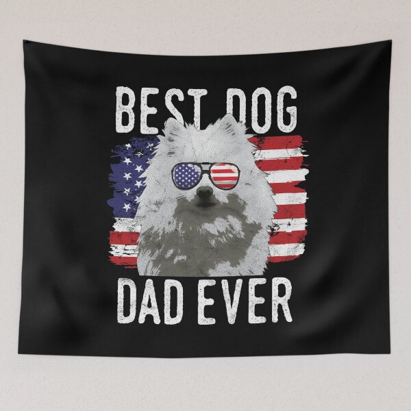 Item preview, American Flag Best Dog Dad Ever American Eskimo Dogs USA designed and sold by Fair-Tees.