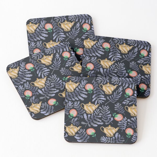 Item preview, Golden Tea pots botanical pattern designed and sold by Pacesyte.