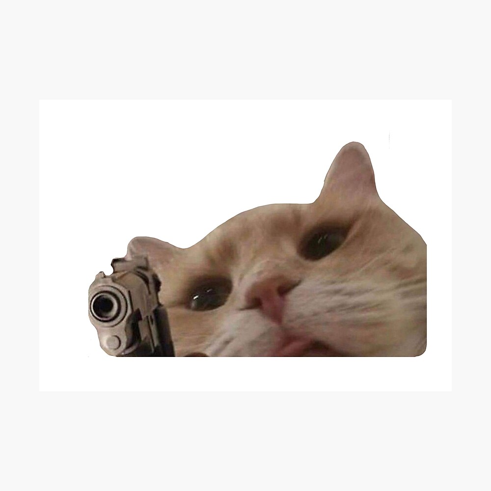 Cat With A Gun Sticker
