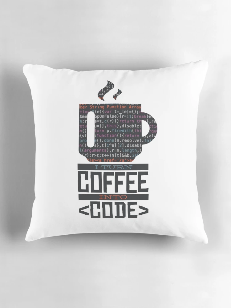 Thumbnail 3 of 4, Pillow, Coffee code programmer developer designed and sold by DerSenat.