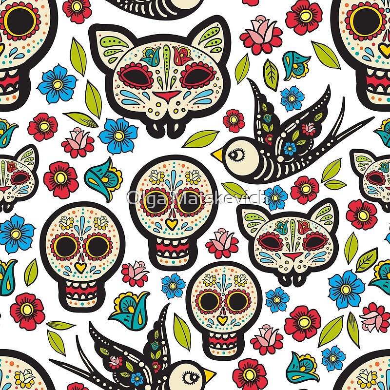 "The seamless pattern of Day of the Dead" by Olga Matskevich Redbubble