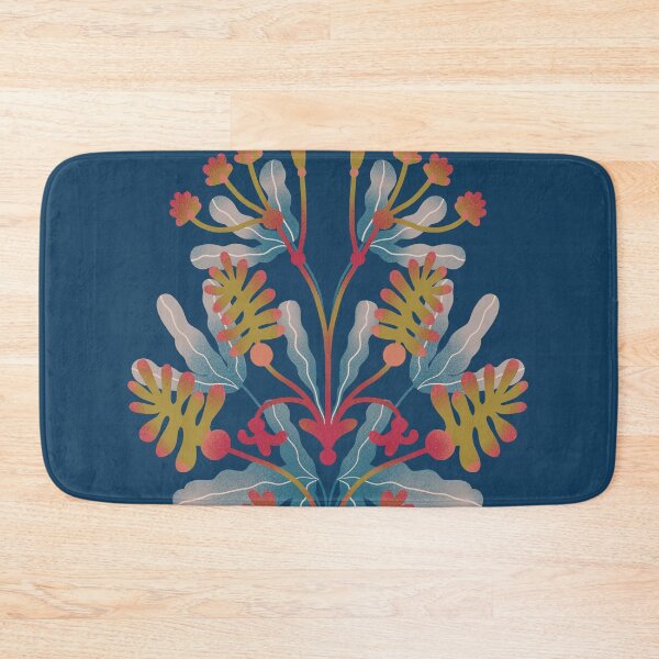 Item preview, Symmetrical botanical composition in mustard and blue designed and sold by Pacesyte.