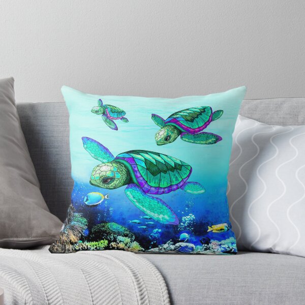 Sea Turtles Dance  Throw Pillow