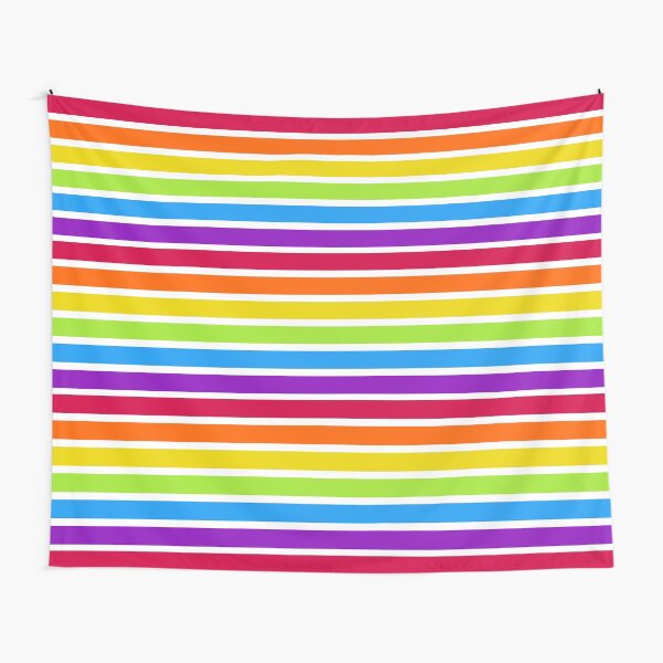 "Bright Colorful Horizontal Rainbow Stripes" Tapestry for Sale by