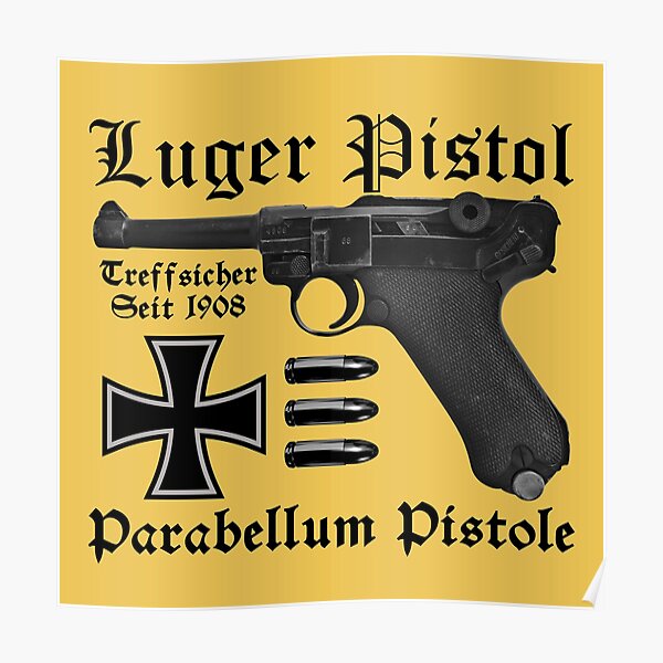 German Luger P08 Parabellum Poster Art Print for The Multi National Pistol Book
