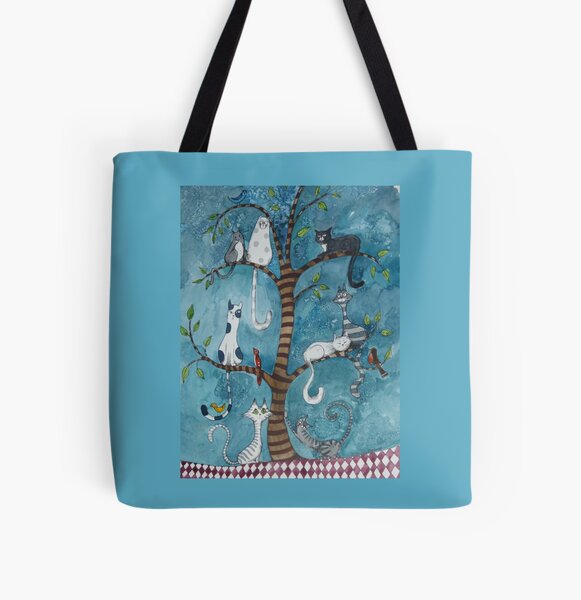 Katzen-Stammbaum Allover-Print Tote Bag
