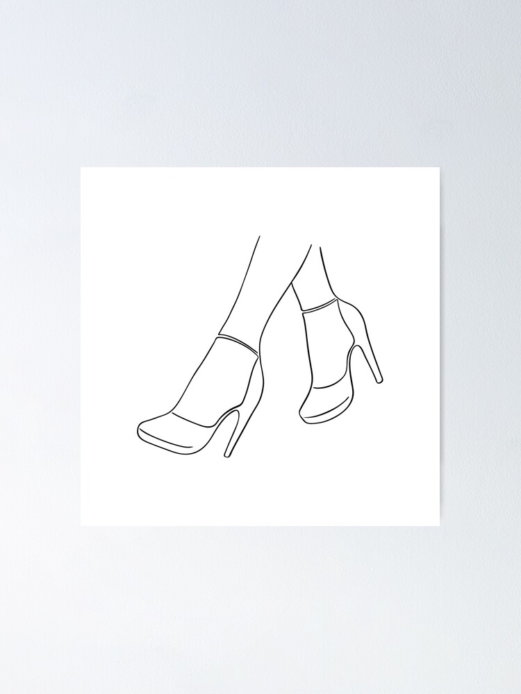 "high heels line art" Poster for Sale by alenazenart Redbubble