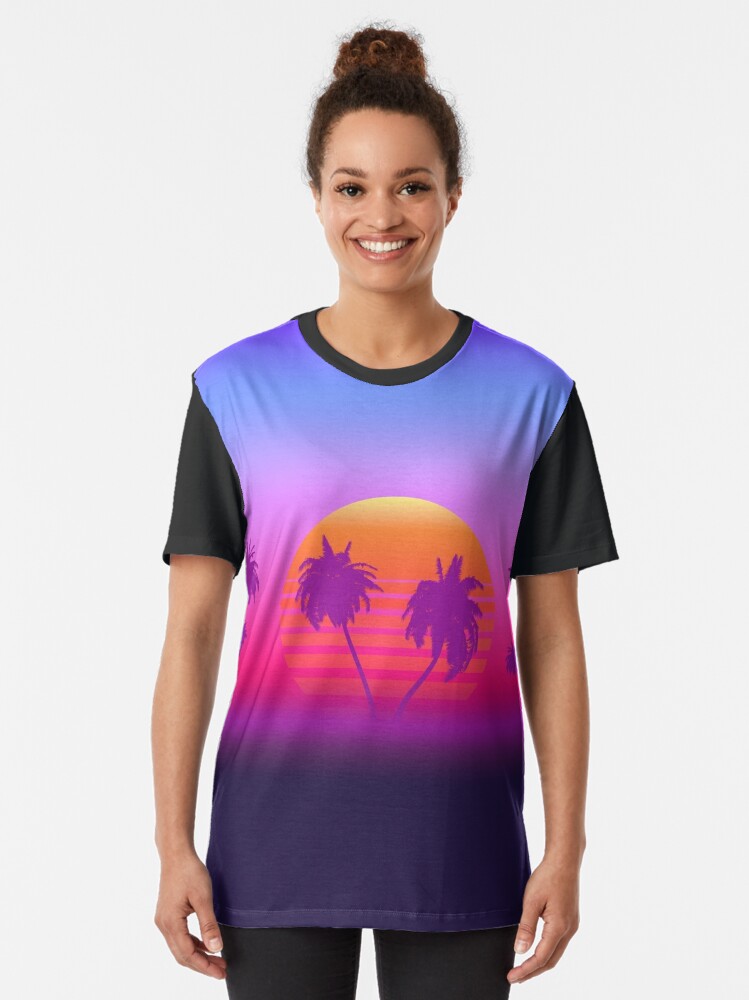 Alternate view of Palm Trees Sunset Graphic T-Shirt