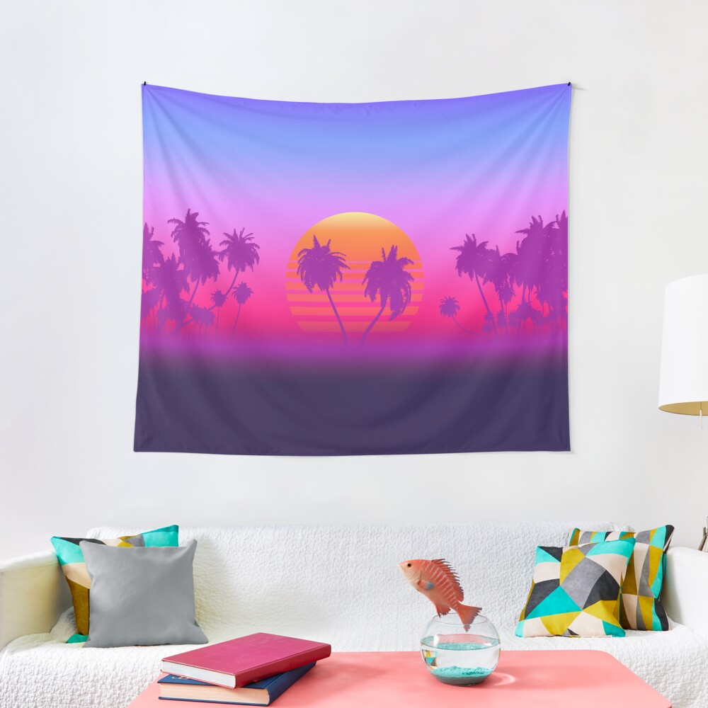 Palm Trees Sunset Tapestry