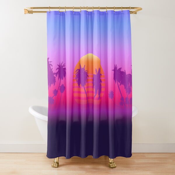 Palm Trees Sunset Shower Curtain