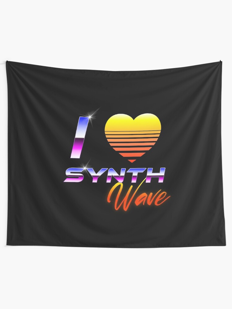 Alternate view of I Love Synthwave Tapestry