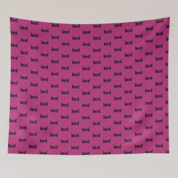 Item preview, loved typography pink black text designed and sold by wordznart.