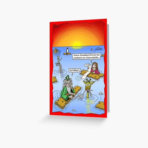 Noah's Ark has woodworm / funny joke cards