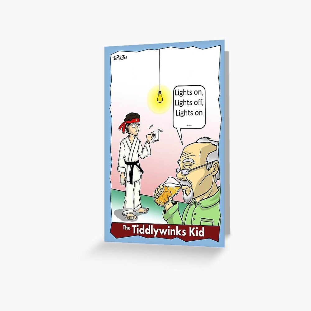 "The Tiddlywinks Kid In Training / the karate kid / funny joke cards