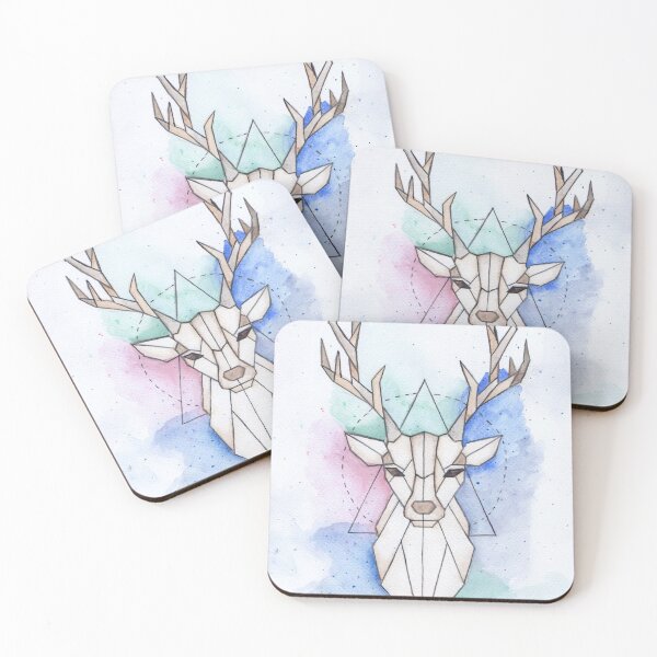 Item preview, Hand-Painted Watercolour Geometric Stag designed and sold by Becca Simone.