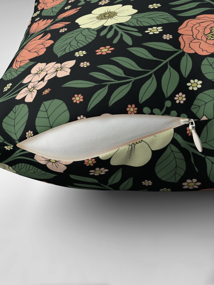 Thumbnail 2 of 4, Pillow, Peach, Green & Coral Floral Pattern designed and sold by somecallmebeth.