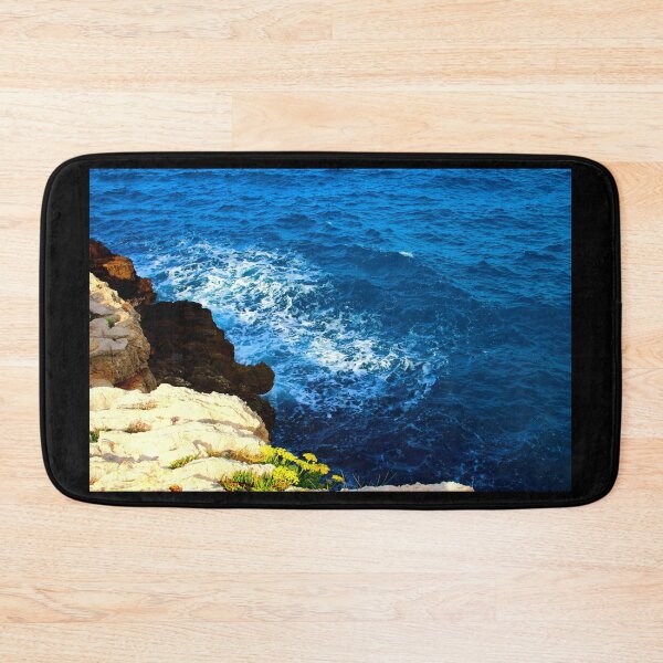Item preview, View from a high rocky coast of Polignano a Mare at the wavy Adriatic sea designed and sold by Kristina Drozd.