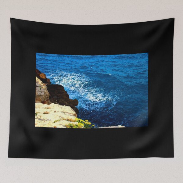 Item preview, View from a high rocky coast of Polignano a Mare at the wavy Adriatic sea designed and sold by Kristina Drozd.