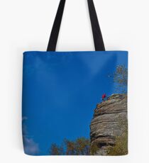 Touching the Void - Climber on Curbar Edge, Derbyshire Tote Bag