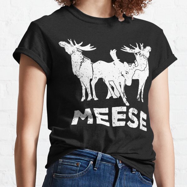 Meese Antlers Love Funny Distressed Moose Graphic Classic T-Shirt
