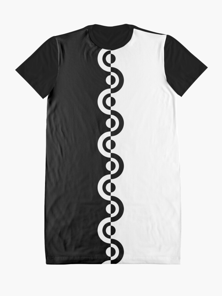 Alternate view of Black & White 60's Two Tone Mod Ska Pattern Graphic T-Shirt Dress
