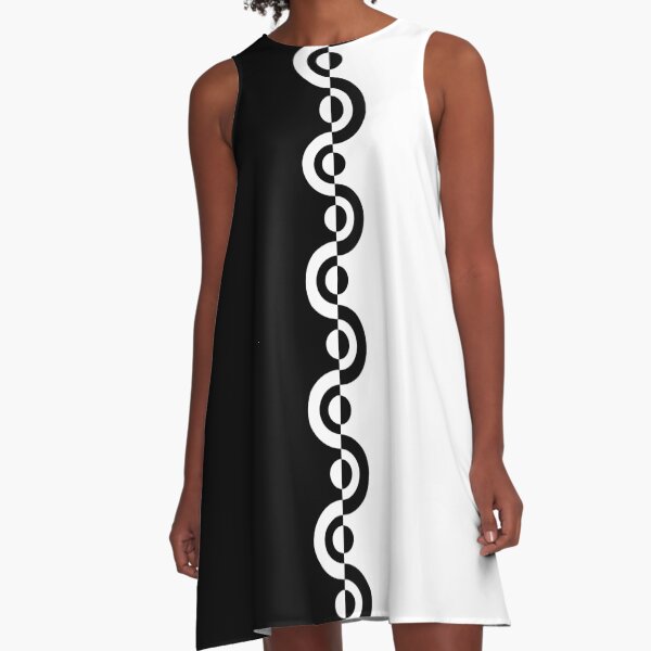 Black & White 60's Two Tone Mod Ska Pattern A-Line Dress