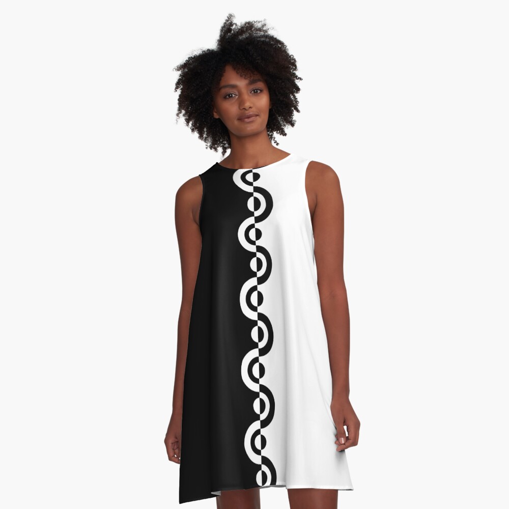 Black & White 60's Two Tone Mod Ska Pattern A-Line Dress