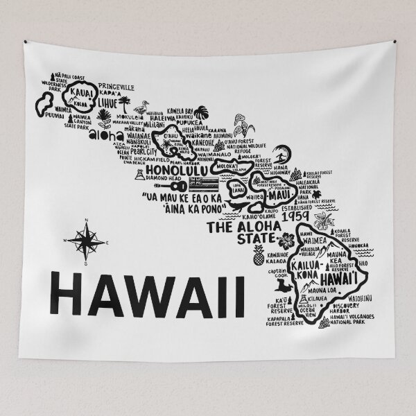 Item preview, Hawaii Map designed and sold by fiberandgloss.