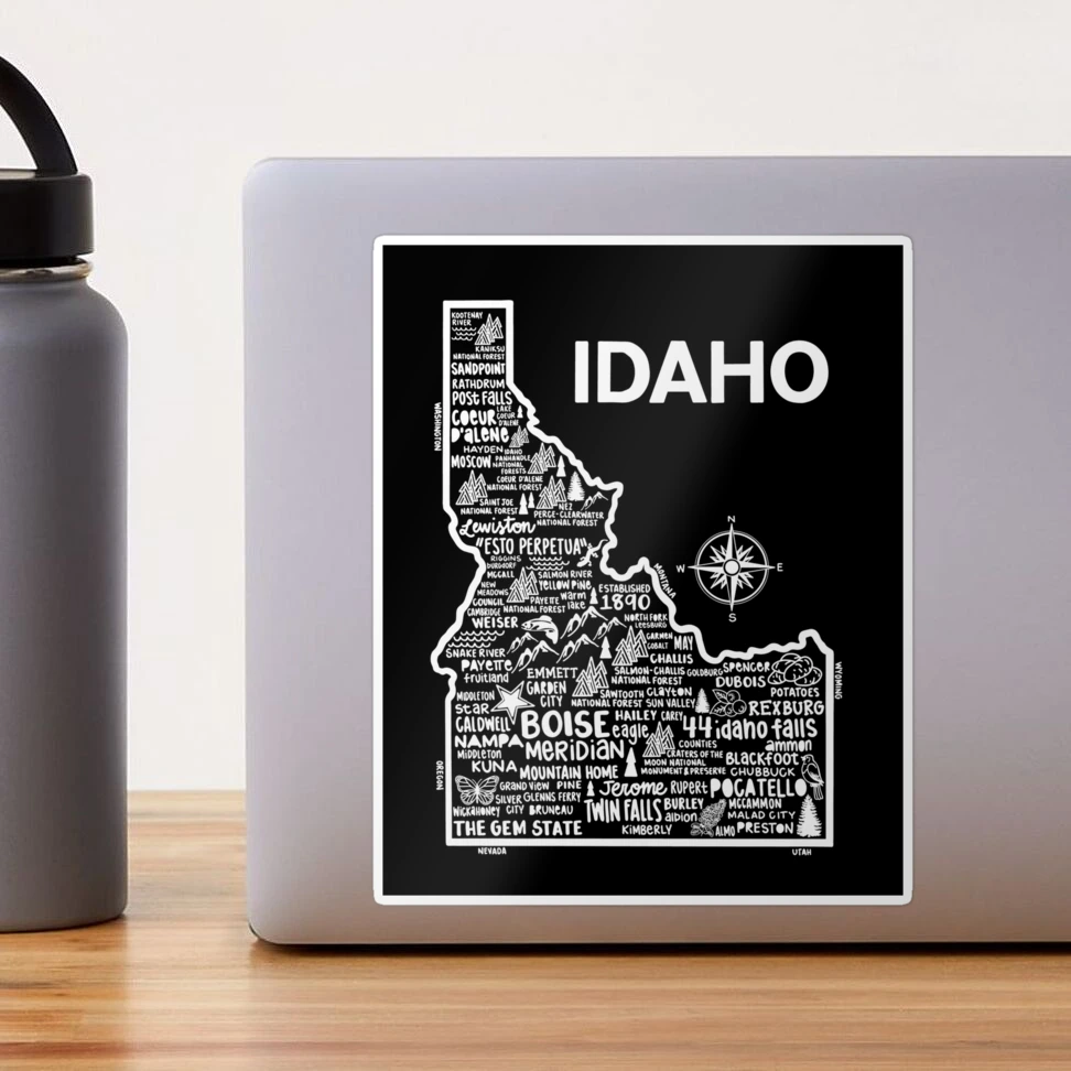 Idaho State Vinyl Decal Sticker – 6 X 3.5 Inches, Silver, Potato Theme, Reusable - View #3