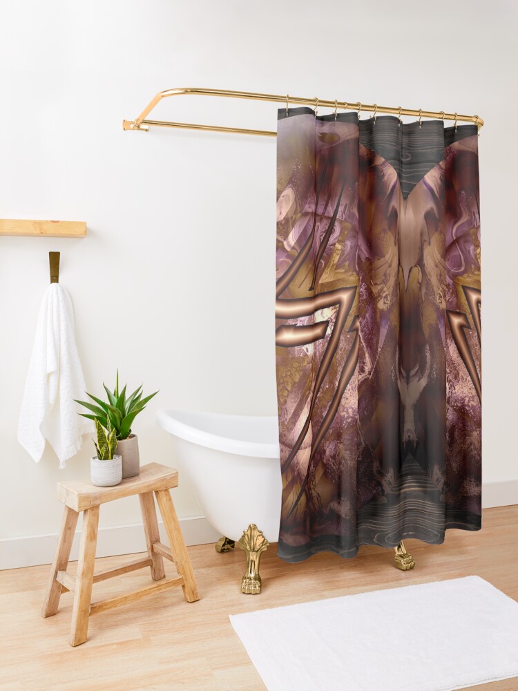 Alternate view of Copper Shield, Lightning Bolt Shower Curtain