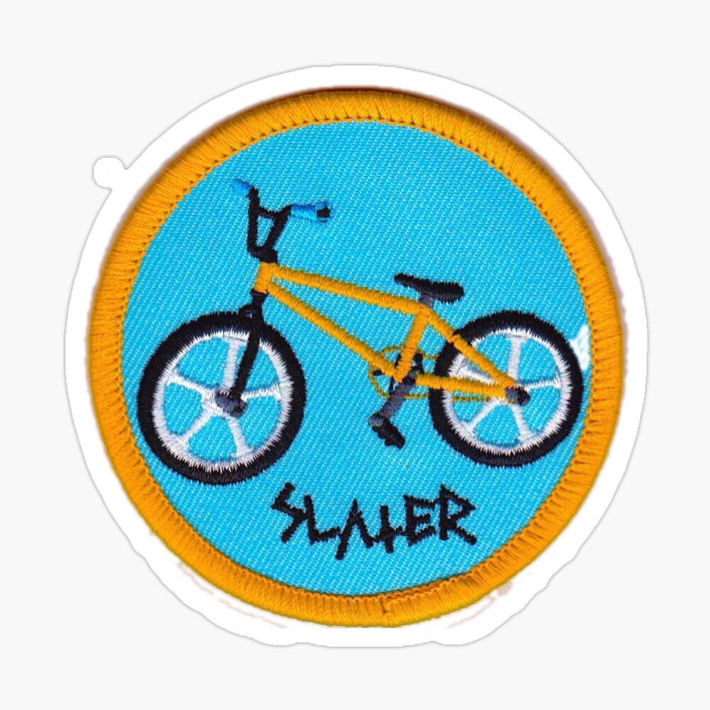 Slater Bike Patch Design Sticker for Sale by Blonded Designs