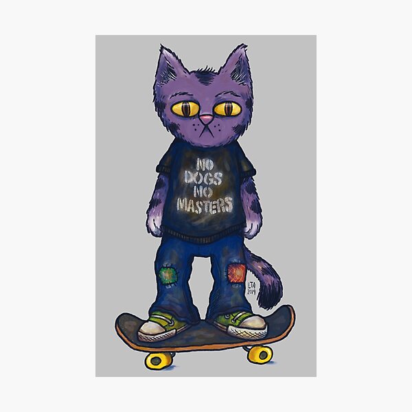 No Dogs No Masters Anarchy Cat Photographic Print