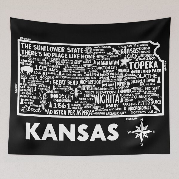Item preview, Kansas Map designed and sold by fiberandgloss.