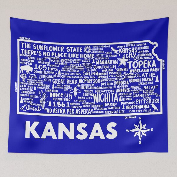 Item preview, Kansas Map designed and sold by fiberandgloss.