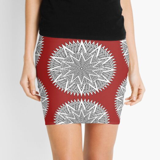 Monochrome Mandala Red Mini Skirt