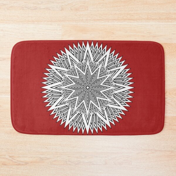 Monochrome Mandala Red Bath Mat