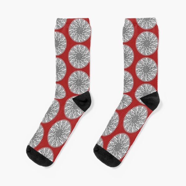 Monochrome Mandala Red Socks