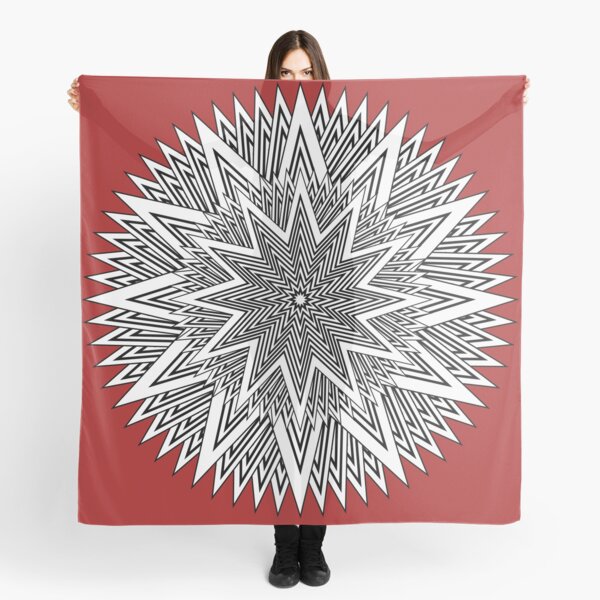 Monochrome Mandala Red Scarf