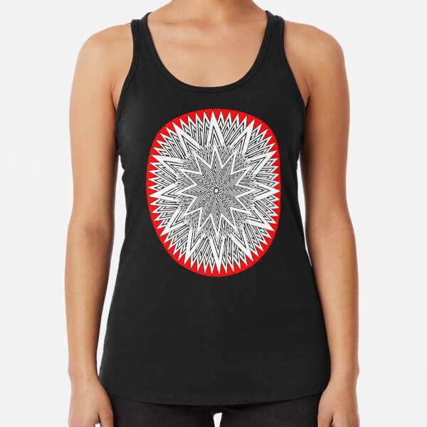Monochrome Mandala Red Racerback Tank Top