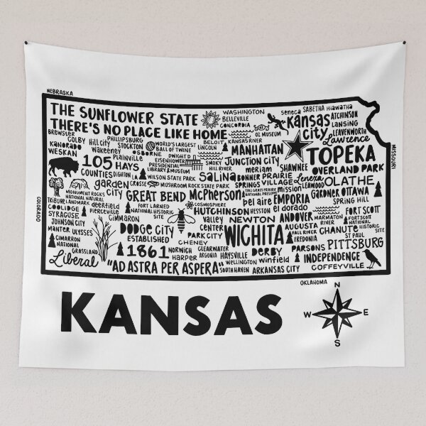 Item preview, Kansas Map designed and sold by fiberandgloss.