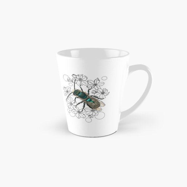 Blue, Orchard, Mason Bee Doodle, white Tall Mug