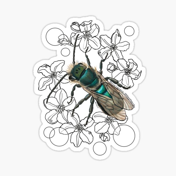 Item preview, Blue, Orchard, Mason Bee Doodle, white designed and sold by mernstw.